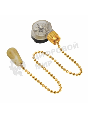 Выключатель Rexant для настенного светильника c деревянным наконечником, золотой, 1 шт.