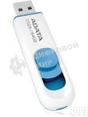 Флешка USB ADATA С008 (AC008-64G-RWE), 64Gb, USB 2.0, R/W 15/5, белый/синий