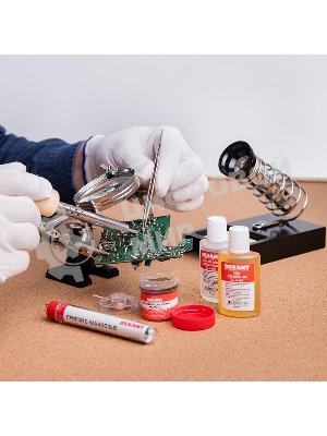 Набор для пайки Rexant К1 универсальный (припой, флюс ПК, флюс СКФ, канифоль, оплетка)