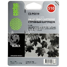 Картридж струйный Cactus CS-PG510 черный (15 мл) для Canon Pixma MP240/MP250/MP260/MP270/MP480/MP490/MP492/MX320/MX330