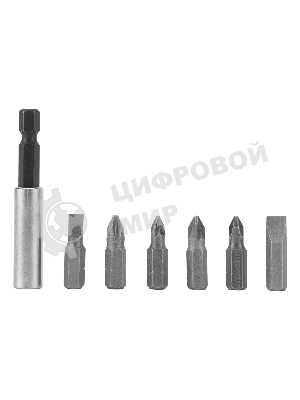 Набор бит Matrix, магнитный адаптер для бит, сталь 45Х, 7 предм., в пласт. закрытом боксе