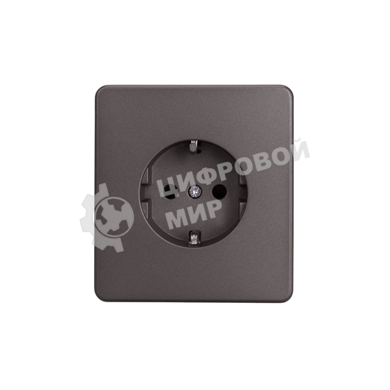 Розетка ROUND 1-ая с/з с/у, со шторками 16А титан Kranz