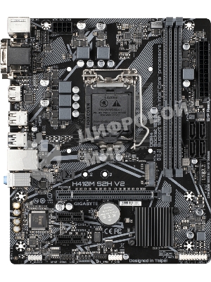 Материнская плата Gigabyte H410M S2H V2, LGA 1200, Intel H470, 2xDDR4, 4xSATA, 1xM.2, 1xPCIe 3.0 x16, 2xPCIe 3.0 x1, 1xDVI-D, 1xHDMI, 1xVGA, 1x 1Gb LAN, 2xUSB-A 3.2 Gen 1, 4xUSB-A 2.0, 3x3.5 мм, 7.1, Micro ATX