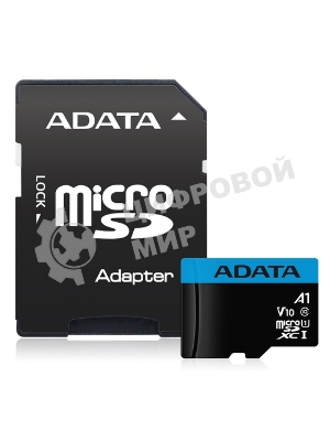 Флеш карта microSD 64Gb ADATA microSDHC Class 10 UHS-I A1 100/25 MB/s (SD адаптер)