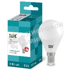 Лампа светодиодная IEK LLE-G45-5-230-40-E14 ECO G45 5Вт шар 4000К белый E14 450 лм 230-240В