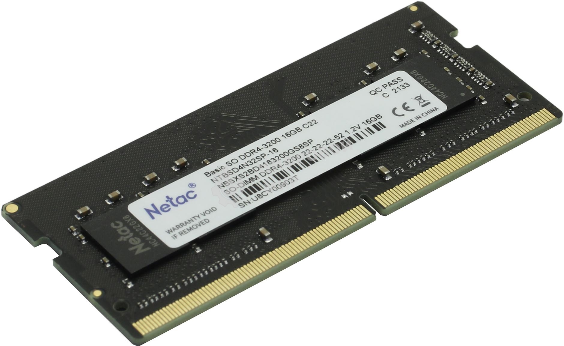 Оперативная память NETAC Basic, DDR4, 16GB (1x16GB), 3200MHz, CL22, SO-DIMM