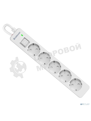 Удлинитель с сетевым фильтром Defender DFS 133, белый, 5 розеток, 3 м.
