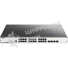 Коммутатор D-Link Switch DGS-3000-28XMP/B1A Управляемый коммутатор 2 уровня с 24 портами 10/100/1000Base-T и 4 портами 10Gbase-X SFP+ (24 порта с подд