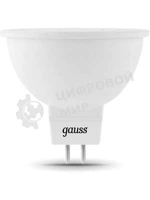 Лампа светодиодная Gauss Black 5Вт цок.:GU5.3 рефлектор 12B 4100K св.свеч.бел.ней. MR16 (упак.:10шт) (201505205)