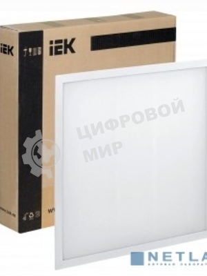 Светильник светодиодный ДВО IEK LDVO3-6571-45-4000-K01 6571-O 45Вт 4000К 595х595х20 опал аналог люм.свет. 4х18 накладных или в потолок Армстронг