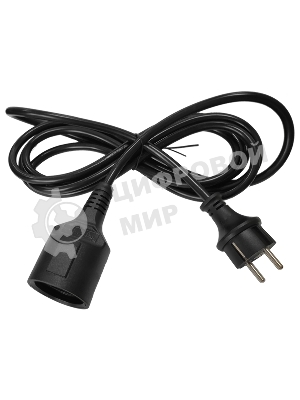 Удлинитель, вилка Schuko прямая - розетка Schuko, 3х1.5, 220 В, 16А, черный, 7 метров