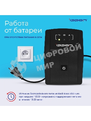 Источник бесперебойного питания Ippon Back Basic 850 Euro 480Вт 850ВА черный