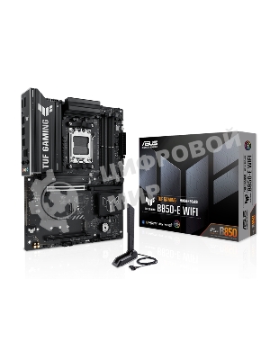 Материнская плата ASUS TUF Gaming B850-E WiFi, AM5, AMD B850, 4xDDR5, 4xSATA, 3xM.2, 1xPCIe 5.0 x16, 1xPCIe 4.0 x16, 1xPCIe x1, 1xDP, 1xHDMI, 2xUSB-C (1x10Gbps, 1x20Gbps), 3xUSB-A 5Gbps, 3xUSB-A 2.0, 1x2.5Gb LAN, Wi-Fi 6E, Bluetooth 5.3, 3x3.5 мм, 7.1, ATX