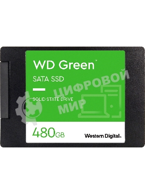 Накопитель SSD WD Green WDS480G3G0A, 480Gb, SATA III, 2.5