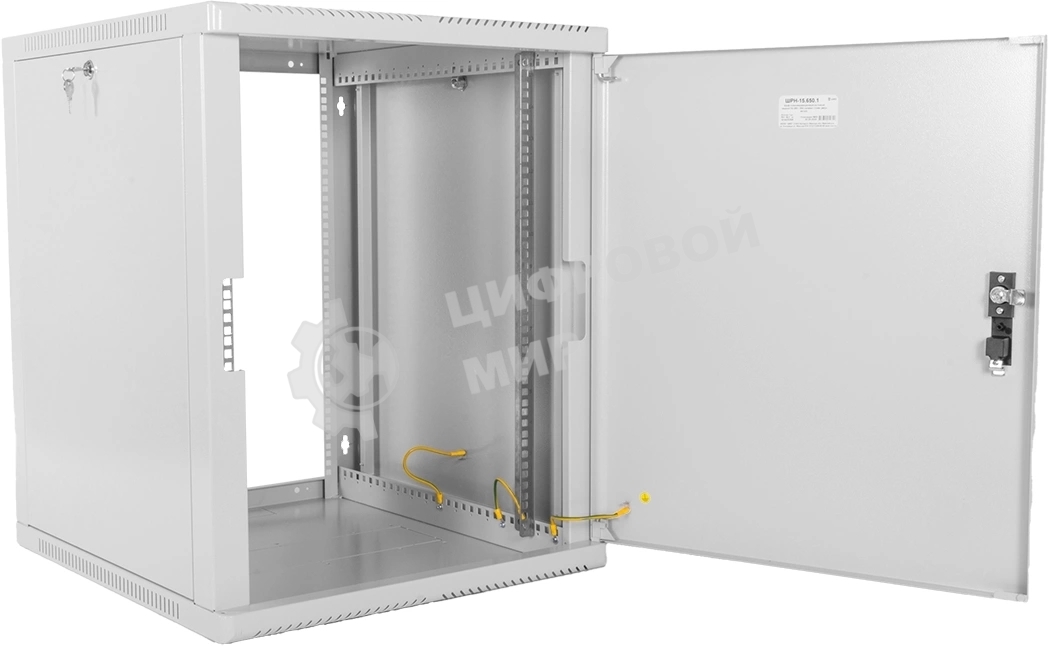 Шкаф коммутационный ЦМО (ШРН-15.500.1) настенный 15U 600x529 мм пер. дв. металл 200 кг серый 470 мм 180 град.