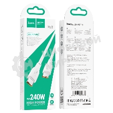 Кабель USB2.0 Hoco Type-C/Type-C, 5А, 240Вт, X93, 1м, белый, коробка