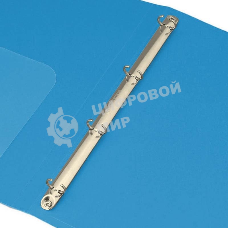 Папка на 4-х кольцах Бюрократ -0827/4RBLU A4, пластик, 0.7мм корешок 27мм, внутренний и торцевой карман, синий