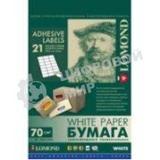 Наклейка Lomond Самоклеющаяся бумага универс.фА4 21-дел.(70,0мм х 41,0мм), 70 г/м2.