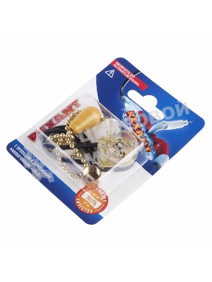 Выключатель Rexant для настенного светильника c проводом и деревянным наконечником, золотой, 1 шт.