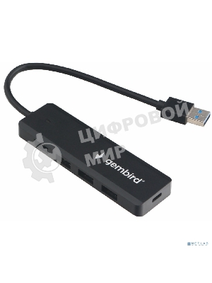 Концентратор USB 3.0 Gembird UHB-C414, 4 порта, кабель 19см, с доп питанием (Type-C)