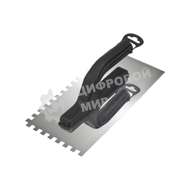 Гладилка нержавеющая Rexant 130х270 мм, зуб 10х10 мм, пластиковая ручка