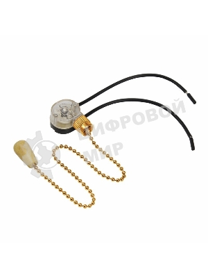 Выключатель Rexant для настенного светильника c проводом и деревянным наконечником, золотой, 1 шт.