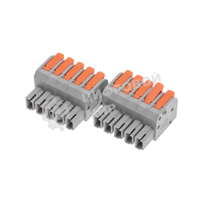 Клемма Rexant СМК 222-425R проходная разъемная 5 полюсов серый 0,2-2,5/4 мм² (20 шт/уп)