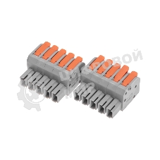 Клемма Rexant СМК 222-425R проходная разъемная 5 полюсов серый 0,2-2,5/4 мм² (20 шт/уп)