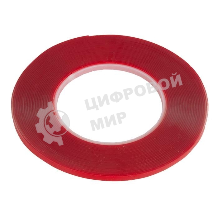 Скотч двусторонний прозрачный 3M 865377 с красной защитной лентой толщина 1мм, ширина 5мм длина 10м