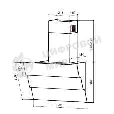 Вытяжка каминная LEX Rio G 600 черная, 59.5 см, 700 куб. м/ч, 44 дБ