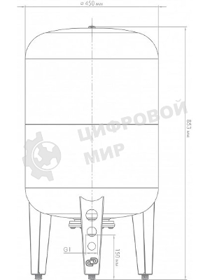 Гидроаккумулятор вертикальный ВП 100 к, комбинированный фланец