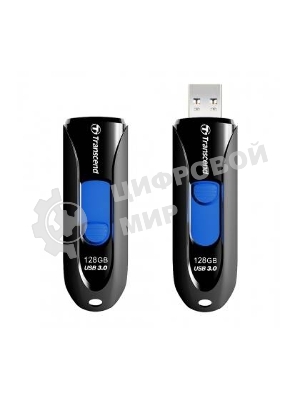 Флешка USB Transcend JetFlash 790 (TS128GJF790K), 128Gb, USB 3.0, R/W 90/40, черный/синий