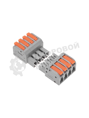 Клемма Rexant СМК 222-424R проходная разъемная 4 полюса серый 0,2-2,5/4 мм² (20 шт/уп)