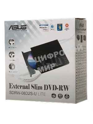Оптический привод внешний ASUS SDRW-08D2S-U LITE/BLK/G/AS retail, dvd-rw, external
