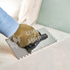 Гладилка нержавеющая Rexant 130х270 мм, зуб 8х8 мм, пластиковая ручка