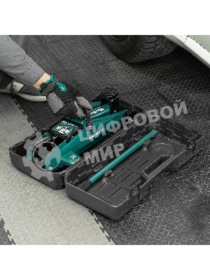 Домкрат гидравлический подкатной Сибртех 2т, 127-330 мм, в пластиковом кейсе