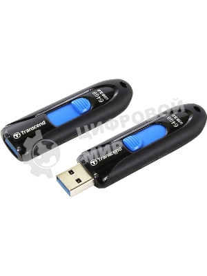Флешка USB Transcend JetFlash 790 (TS64GJF790K), 64 Gb, USB 3.0, R/W 90/40, черный/синий