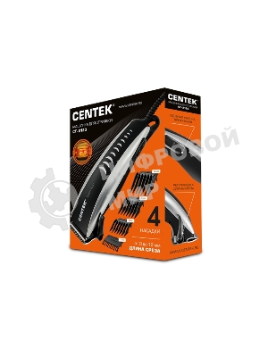 Машинка для стрижки Centek CT-2123 (черный/серебро) 10Вт, стальные лезвия, прорезиненный корпус