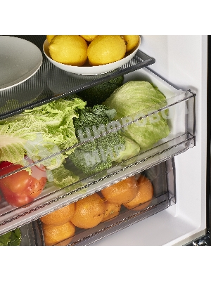 Холодильник Maunfeld MFF183NFBE черный трехкамерный инвертор 270/135л морозилка снизу, Total NoFrost, Side by Side