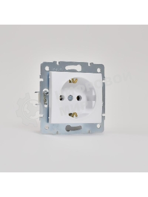 Механизм розетки 1-м СП KARINA термопласт с заземл. бел. LEZARD 707-0288-122B