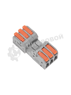 Клемма Rexant СМК 222-423R проходная разъемная 3 полюса серый 0,2-2,5/4 мм² (40 шт/уп)