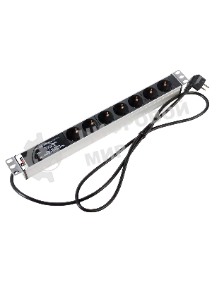 Блок розеток Rem-16 с фил. и инд., 7 Shuko, 16A, алюм., 19