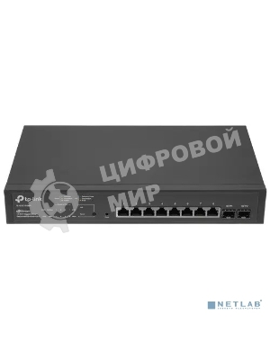 Коммутатор TP-Link JetStream 10-Port Gigabit Smart Switch with 8-Port PoE+, 8× Gigabit PoE+ Ports, 2× Gigabit SFP Slots, 802.3at/af, 150 W PoE Power, 1U 13-inch Rack-mountable Steel CaseIntegration with Omada SDN Controller, 802.1Q VLAN, STP/RSTP/MSTP, IGMP Snoopi