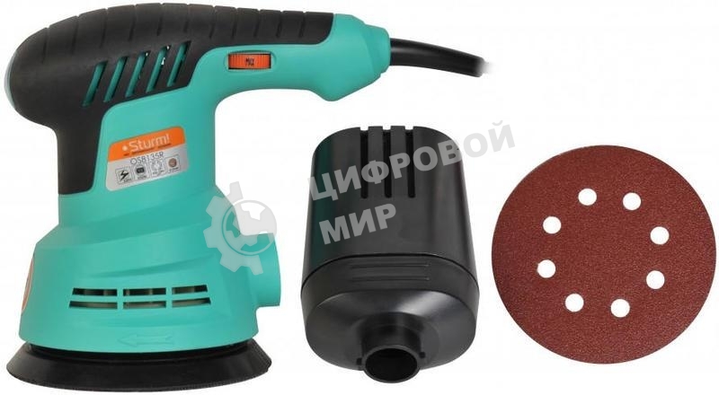 Эксцентриковая шлифовальная машина Sturm OS8135R Эксцентриковая шлифмашина Sturm, 350Вт, d 125мм, рег обор. 5000-12000об/мин, ПЫЛЕСБОР OS8135R