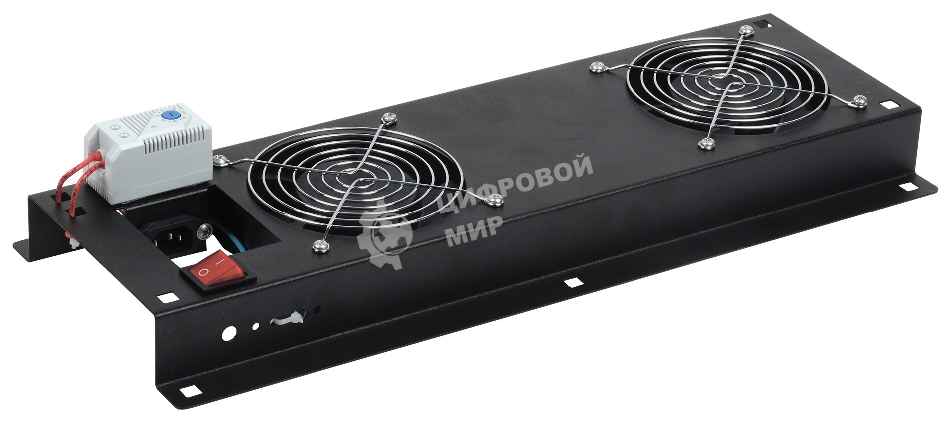 Вентиляторная панель с выключателем и термостатом 2 модуля черная FM05-22M ITK