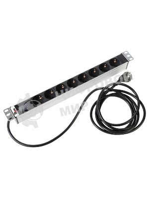 Блок розеток Rem-16 с амперметром, 8 Shuko, 16A, алюм., 19