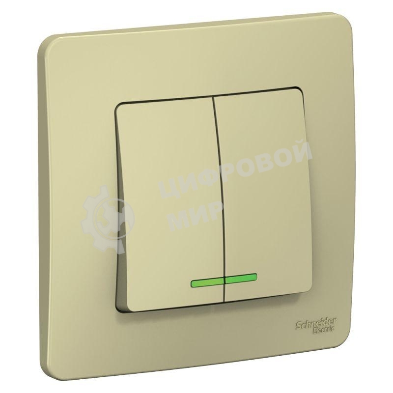 Выключатель 2-кл. СП Blanca (сх.5) 10А 250 В с подсветкой беж. SchE BLNVS010517