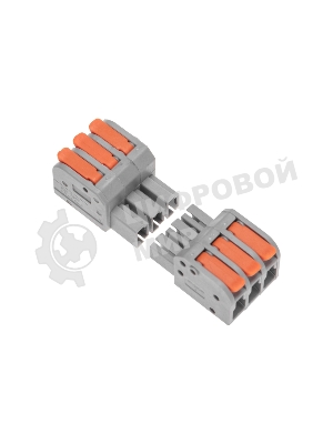 Клемма Rexant СМК 222-423R проходная разъемная 3 полюса серый 0,2-2,5/4 мм² (40 шт/уп)