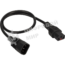 Шнур питания LANMASTER с блокировкой C13-C14, 3х0.75, 220В, 10А, черный, 1.5 м.
