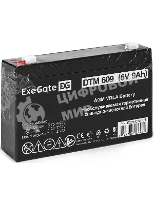 Аккумуляторная батарея ExeGate DTM 609 (6V 9Ah, клеммы F1)